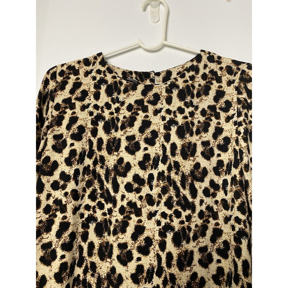 Reynah Couture Mini Dress Size 6 Cheetha Animal Print Balloon Long Sleeves - Picture 4 of 14